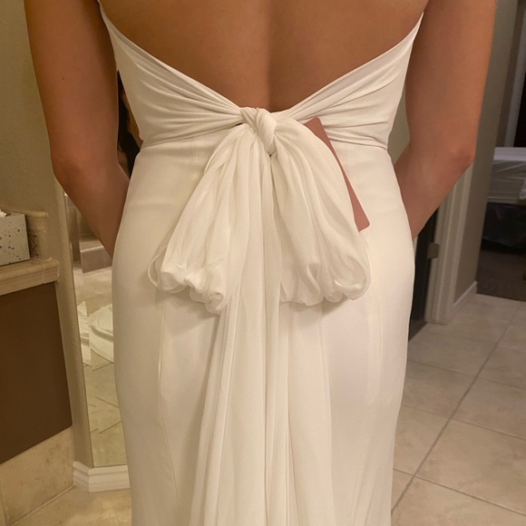 JENNY YOO CAMI STRETCH-CREPE & FLARE WEDDING DRESS